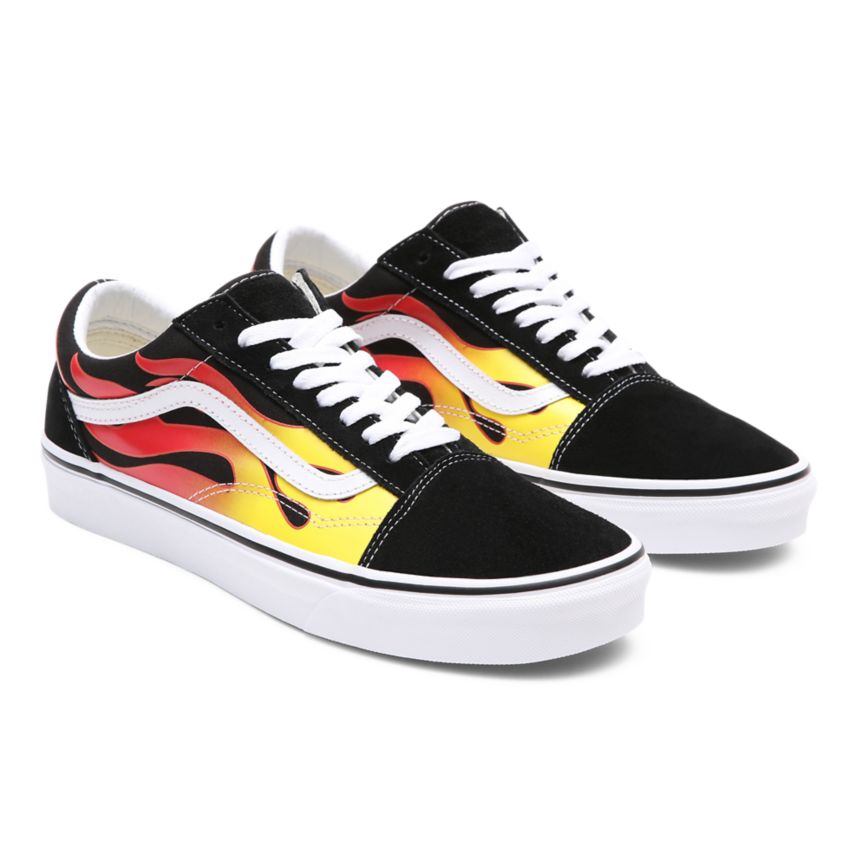 Vans Flame Old Skool Dam Svarta/Vita - Vans Låga Skor Butiker (FICSP7806)